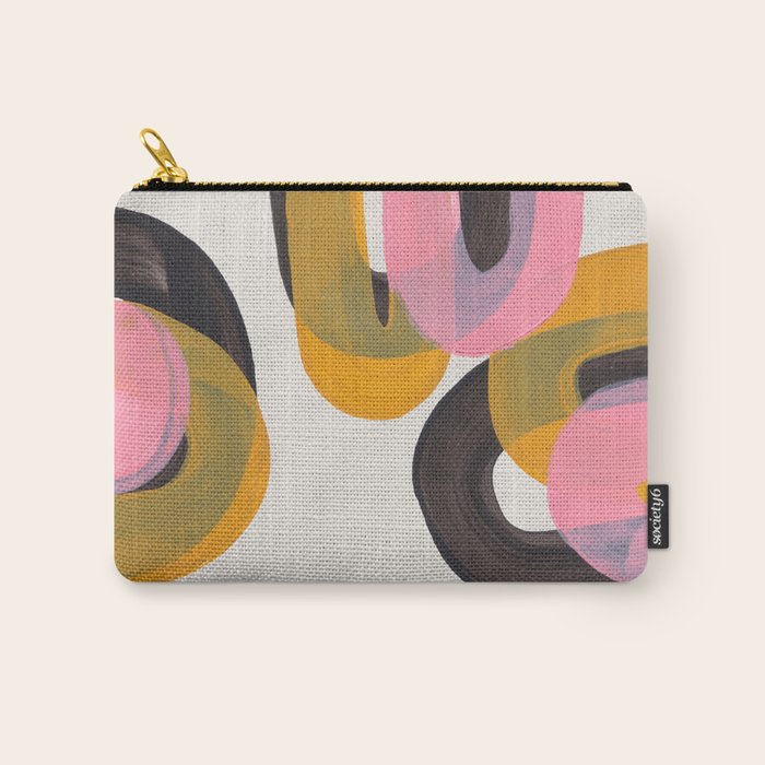Hills Mid Century Modern Minimalist Fun Colorful Abstract Shapes Pink Yellow Black by Ejaaz Haniff Carry All Pouch Gallery Image 1