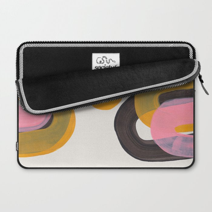 Hills Mid Century Modern Minimalist Fun Colorful Abstract Shapes Pink Yellow Black by Ejaaz Haniff Laptop Sleeve Gallery Image 2