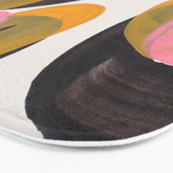 Hills Mid Century Modern Minimalist Fun Colorful Abstract Shapes Pink Yellow Black by Ejaaz Haniff Bath Mat Gallery Image 3