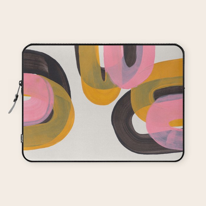 Hills Mid Century Modern Minimalist Fun Colorful Abstract Shapes Pink Yellow Black by Ejaaz Haniff Laptop Sleeve Gallery Image 1