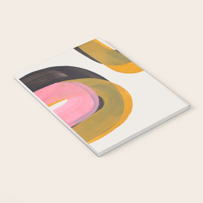 Hills Mid Century Modern Minimalist Fun Colorful Abstract Shapes Pink Yellow Black by Ejaaz Haniff Notebook Gallery Image 3
