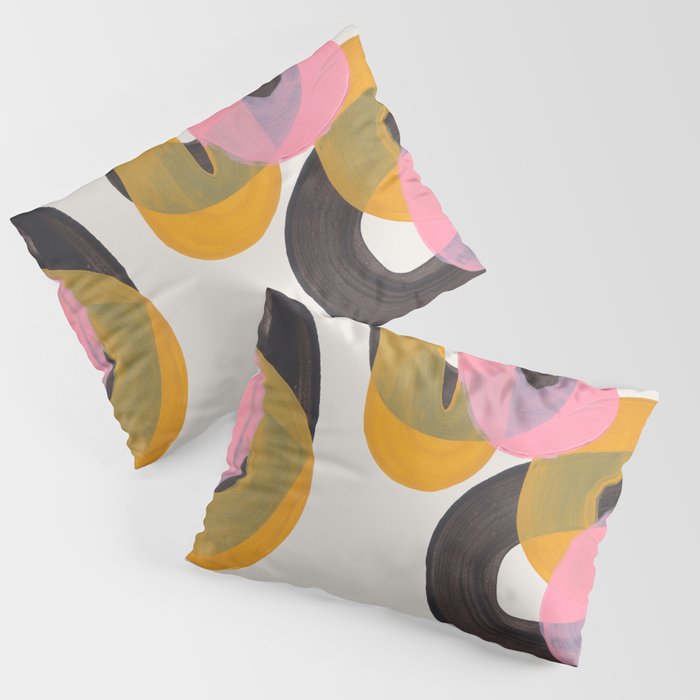 Hills Mid Century Modern Minimalist Fun Colorful Abstract Shapes Pink Yellow Black by Ejaaz Haniff Pillow Sham Gallery Image 1