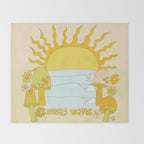 mushy waves mushroom retro surf art by surfy birdy Throw Blanket Gallery Image 2