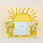 mushy waves mushroom retro surf art by surfy birdy Wall Tapestry Gallery Image 4