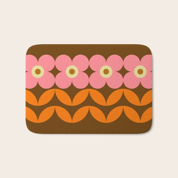 Retro Flower 10B Bath Mat Gallery Image 1