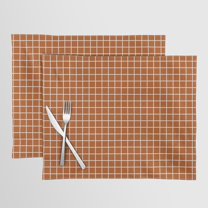 Grid Lines Burnt Orange Geometric Placemat Gallery Image 1