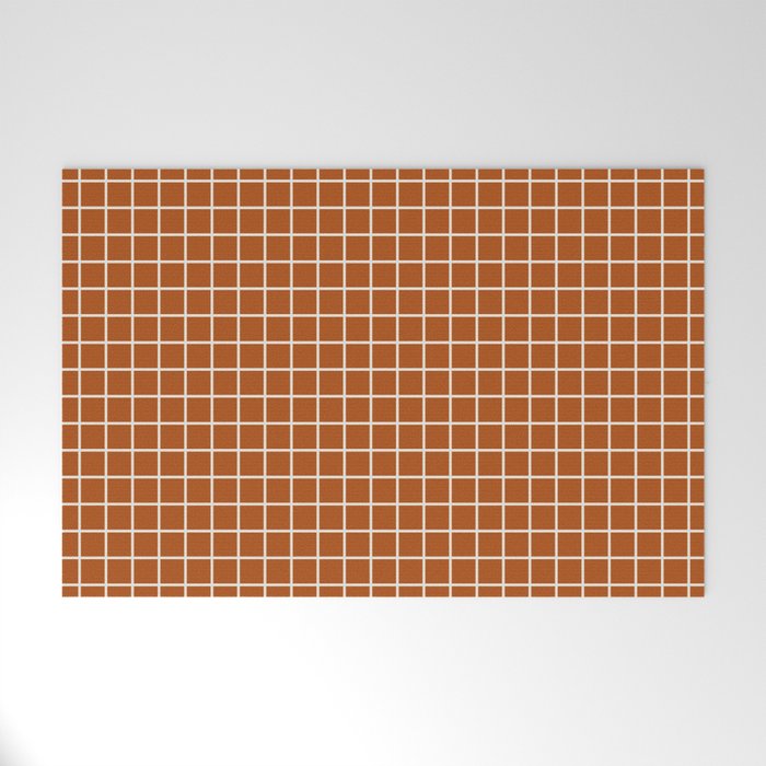 Grid Lines Burnt Orange Geometric Welcome Mat Gallery Image 1