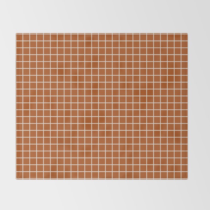 Grid Lines Burnt Orange Geometric Throw Blanket Gallery Image 2