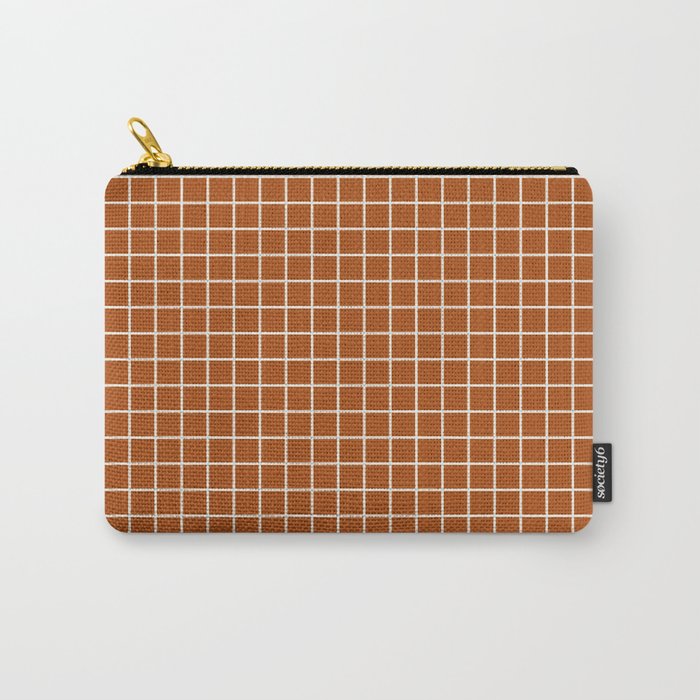 Grid Lines Burnt Orange Geometric Carry All Pouch Gallery Image 1