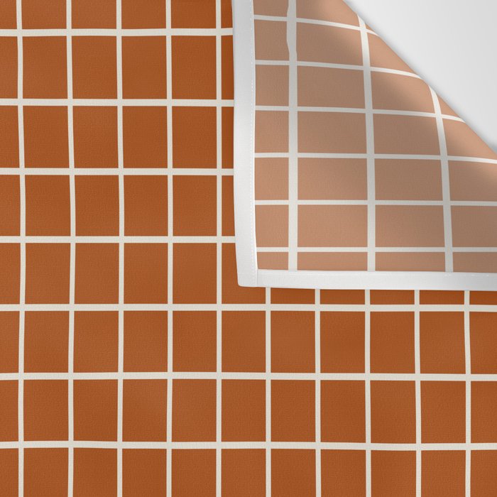 Grid Lines Burnt Orange Geometric Wall Tapestry Gallery Image 3