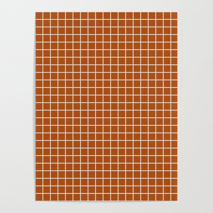 Grid Lines Burnt Orange Geometric Poster Gallery Image 4
