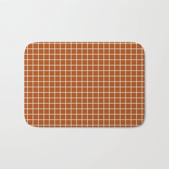 Grid Lines Burnt Orange Geometric Bath Mat Gallery Image 1