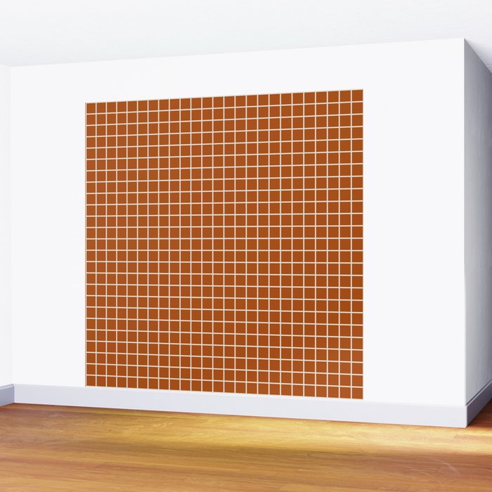 Grid Lines Burnt Orange Geometric Wall Mural Gallery Image 2