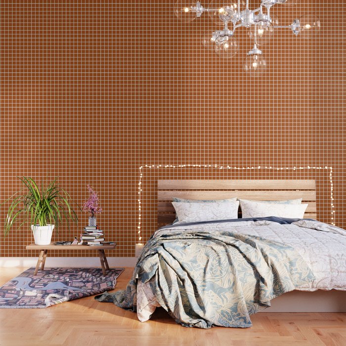 Grid Lines Burnt Orange Geometric Wallpaper Gallery Image 3