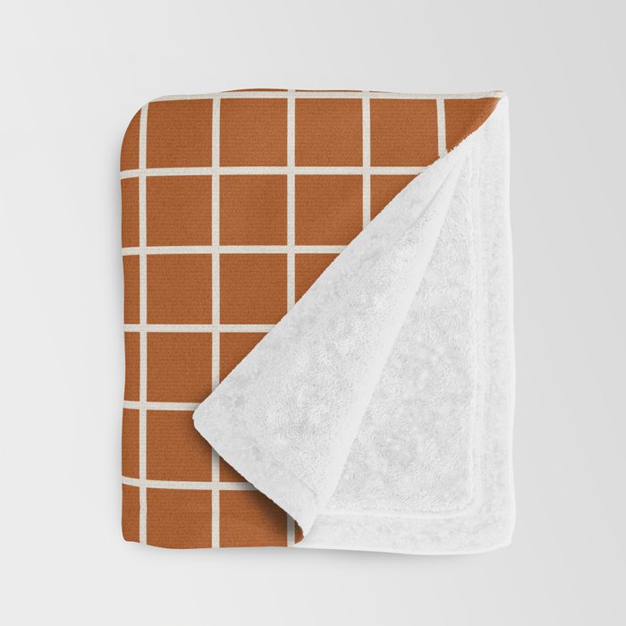 Grid Lines Burnt Orange Geometric Throw Blanket Gallery Image 3