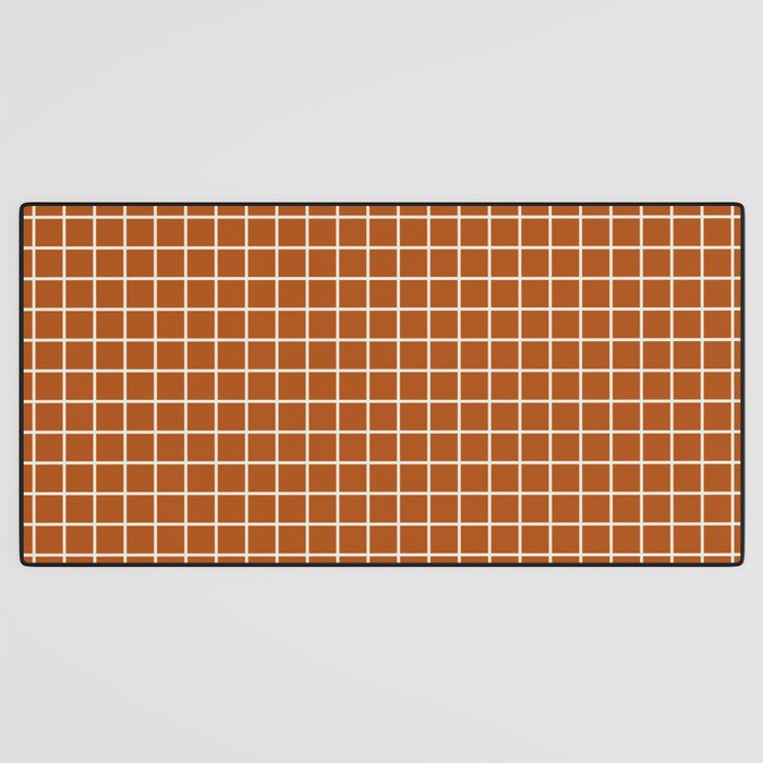 Grid Lines Burnt Orange Geometric Desk Mat Gallery Image 3