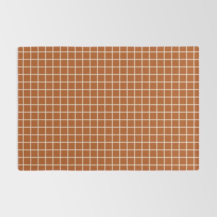 Grid Lines Burnt Orange Geometric Rug Gallery Image 2