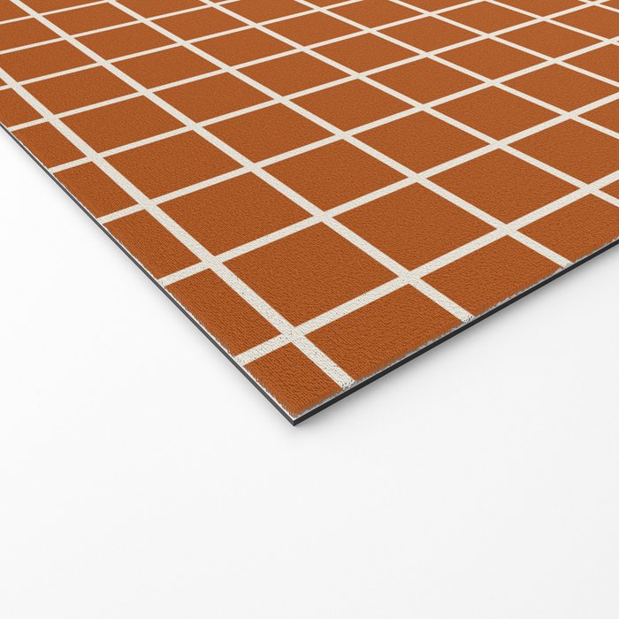 Grid Lines Burnt Orange Geometric Welcome Mat Gallery Image 2