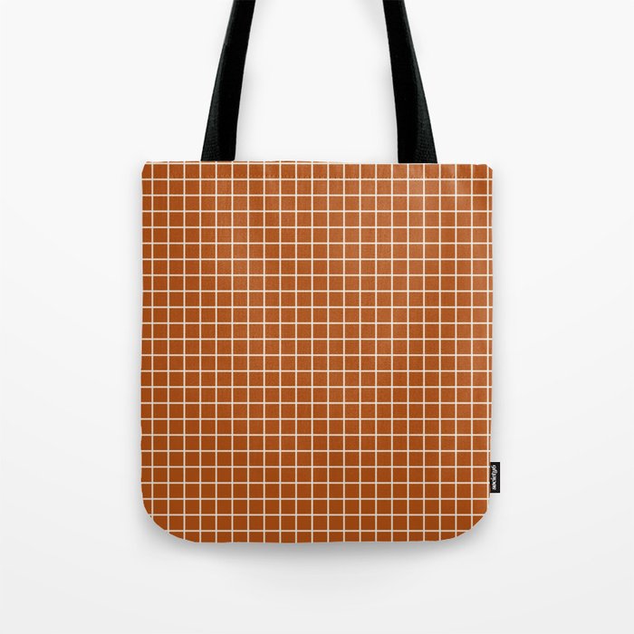 Grid Lines Burnt Orange Geometric Tote Bag Gallery Image 1