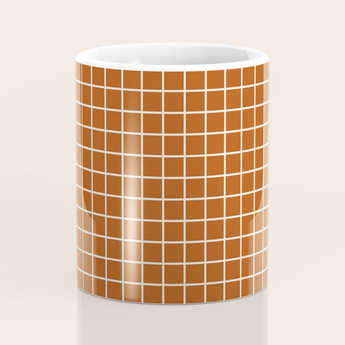 Grid Lines Burnt Orange Geometric Coffee Mug Gallery Image 4
