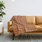 Grid Lines Burnt Orange Geometric Throw Blanket Gallery Image 1