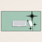 1950s Atomic Age Retro Starbursts in Aqua Mint and Black Desk Mat Gallery Image 1