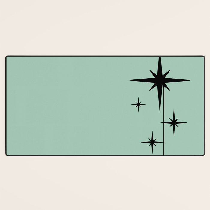 1950s Atomic Age Retro Starbursts in Aqua Mint and Black Desk Mat Gallery Image 3