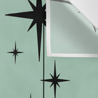 1950s Atomic Age Retro Starbursts in Aqua Mint and Black Wall Tapestry Gallery Image 3