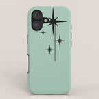 1950s Atomic Age Retro Starbursts in Aqua Mint and Black iPhone Case Gallery Image 1