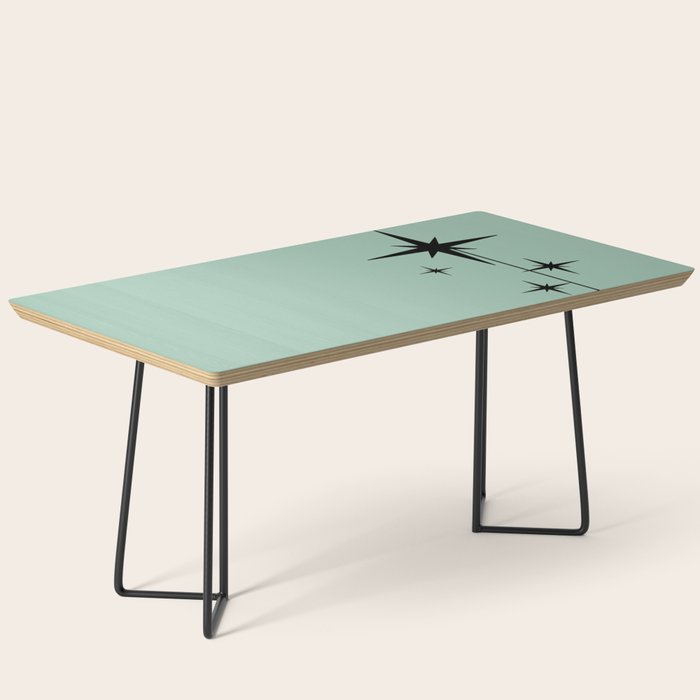 1950s Atomic Age Retro Starbursts in Aqua Mint and Black Coffee Table Gallery Image 1