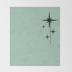 1950s Atomic Age Retro Starbursts in Aqua Mint and Black Throw Blanket Gallery Image 2