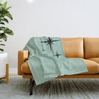 1950s Atomic Age Retro Starbursts in Aqua Mint and Black Throw Blanket Gallery Image 1