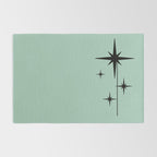 1950s Atomic Age Retro Starbursts in Aqua Mint and Black Rug Gallery Image 2