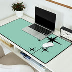 1950s Atomic Age Retro Starbursts in Aqua Mint and Black Desk Mat Gallery Image 2