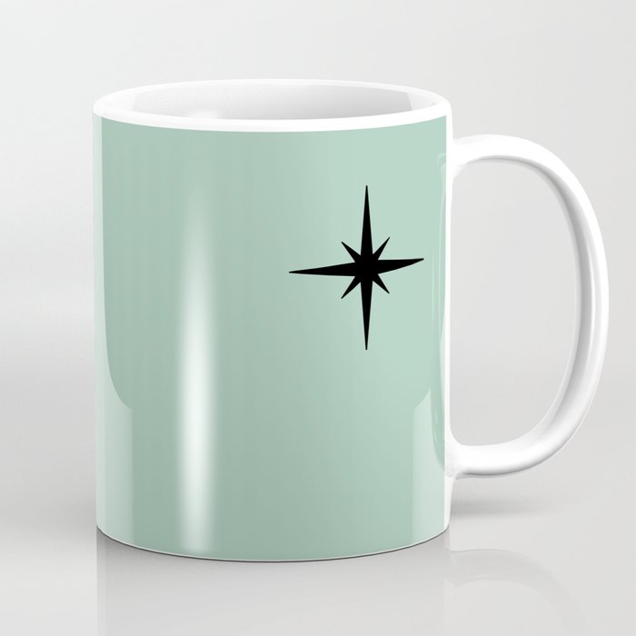 1950s Atomic Age Retro Starbursts in Aqua Mint and Black Coffee Mug Gallery Image 1