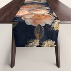 Antique Botanical Peach Roses And Chamomile Midnight Garden Table Runner Gallery Image 1