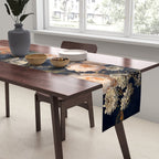 Antique Botanical Peach Roses And Chamomile Midnight Garden Table Runner Gallery Image 2