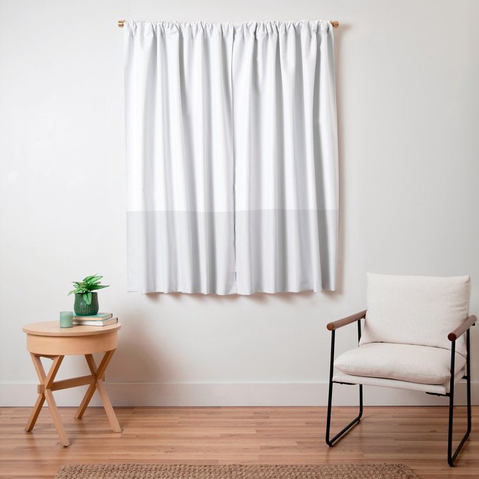 White and Pale Gray Minimalist Color Block Window Curtain Gallery Image 3