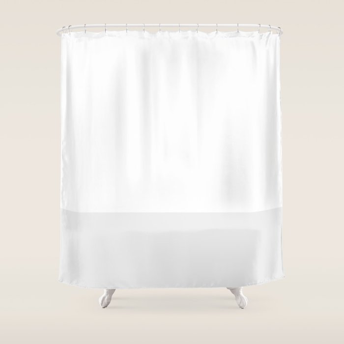 White and Pale Gray Minimalist Color Block Shower Curtain Gallery Image 1