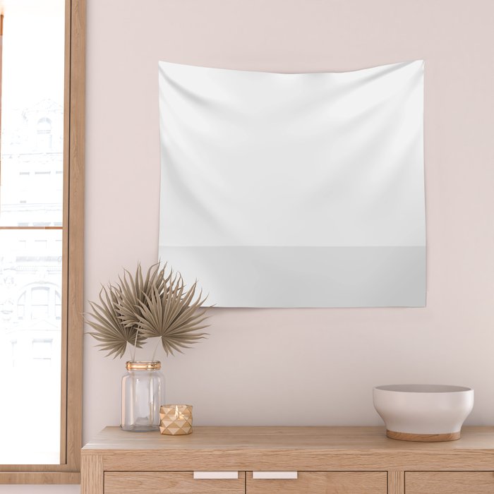White and Pale Gray Minimalist Color Block Wall Tapestry Gallery Image 2