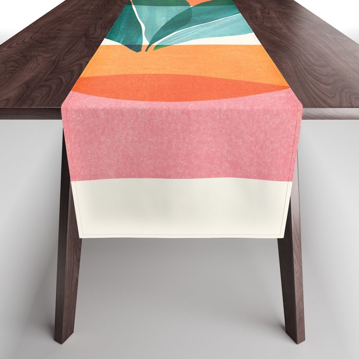 Nature Stack Teal and Orange Abstract Sunset Table Runner Gallery Image 1
