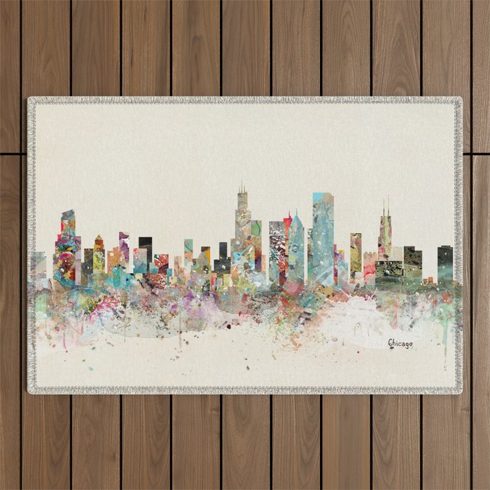 chicago skyline Outdoor Rug Gallery Image 1