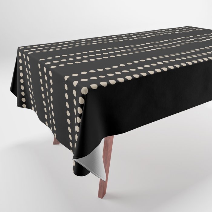Black and Ivory Ethnic Spotted Striped Tablecloth Gallery Image 1