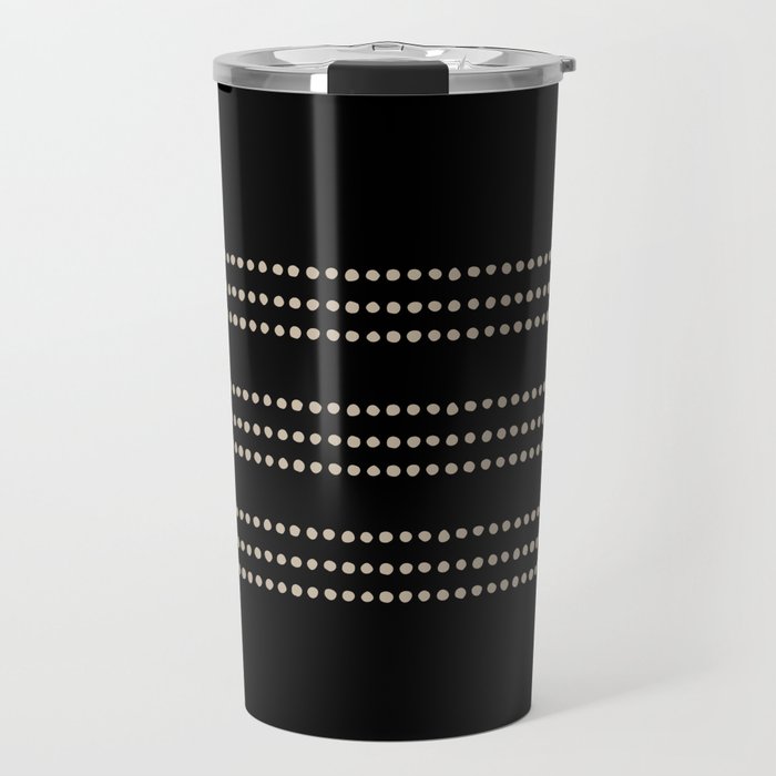 Black and Ivory Ethnic Spotted Striped Travel Mug Gallery Image 1