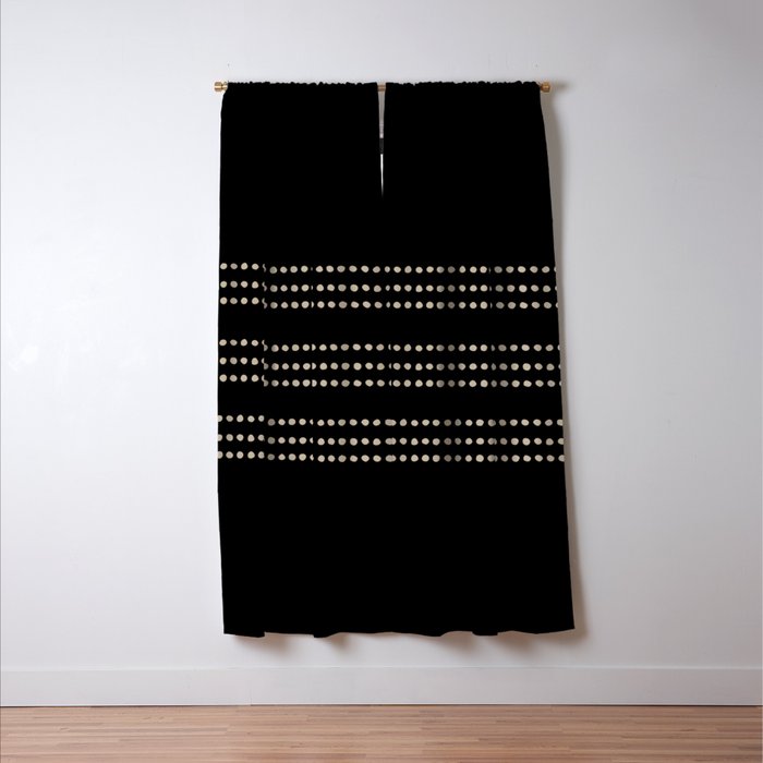 Black and Ivory Ethnic Spotted Striped Window Curtain Gallery Image 3