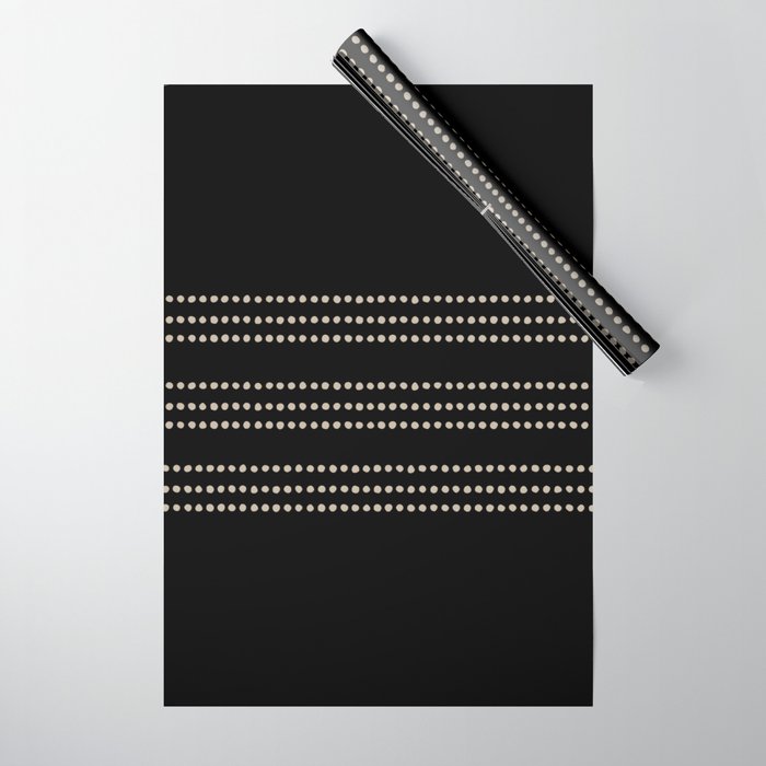 Black and Ivory Ethnic Spotted Striped Wrapping Paper Gallery Image 1