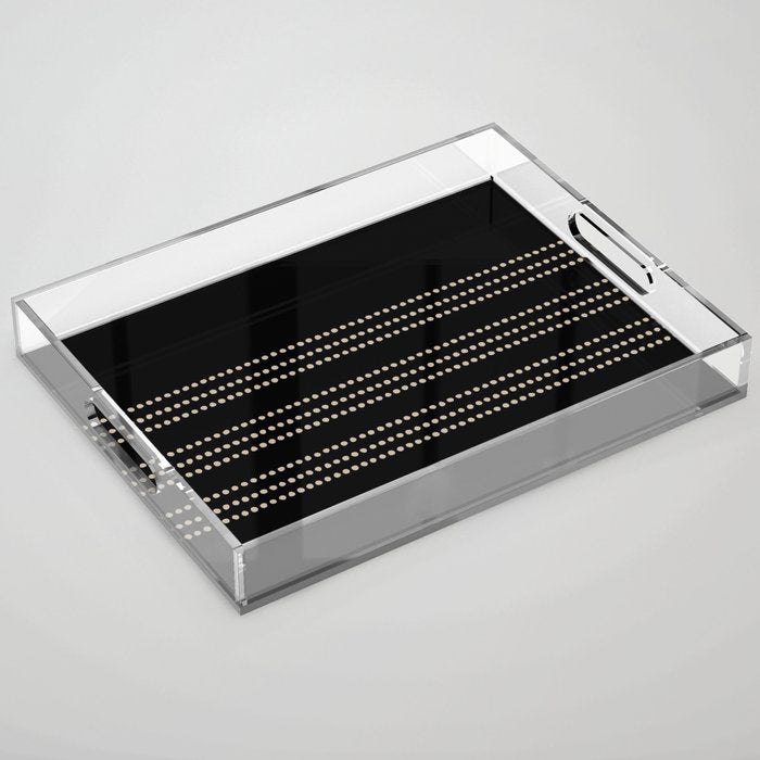 Black and Ivory Ethnic Spotted Striped Acrylic Tray Gallery Image 1