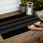 Black and Ivory Ethnic Spotted Striped Outdoor Rug Gallery Image 2