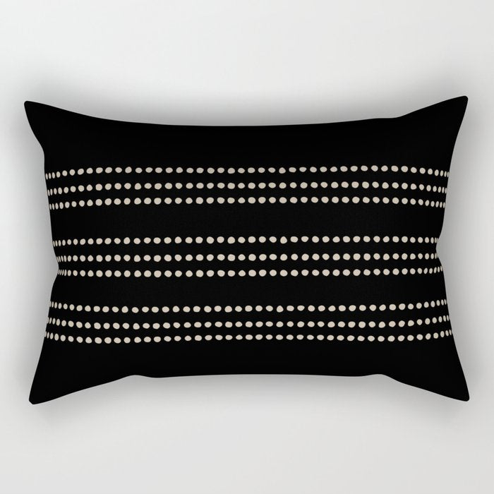 Black and Ivory Ethnic Spotted Striped Rectangular Pillow Gallery Image 2