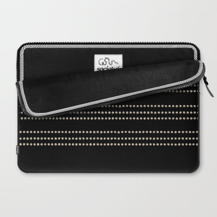 Black and Ivory Ethnic Spotted Striped Laptop Sleeve Gallery Image 2